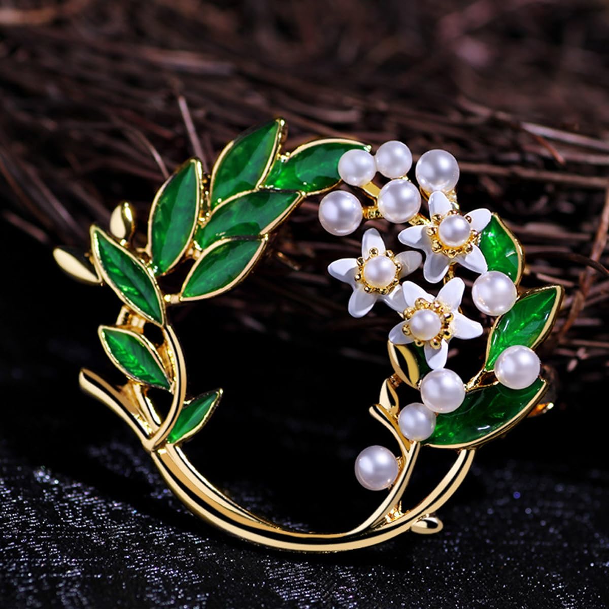 SANNIDHI Brooch for Women Pearl Gardenia Saree Brooch Pin Enamel Alloy Elegant Flower Suit Brooch for Blouse, Dress, Blazer, Scarf - with Gift Box (Gold Wheat) SANNIDHI Brooch for Women Pearl Gardenia Saree Brooch Pin Enamel Alloy Elegant Flower Suit Brooch for Blouse, Dress, Blazer, Scarf - with Gift Box (Gold Wheat)